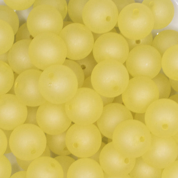 close up view of a pile of 16mm Yellow Frosted Bubblegum Beads