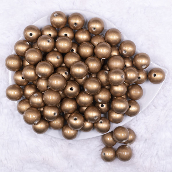 Top view of a pile of 16mm Gold Faux Pearl Acrylic Bubblegum Jewelry Beads