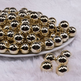 16mm Reflective Gold Acrylic Bubblegum Beads