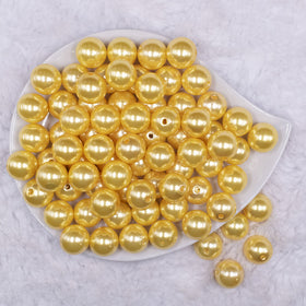16mm Golden Yellow Faux Pearl Acrylic Bubblegum Jewelry Beads