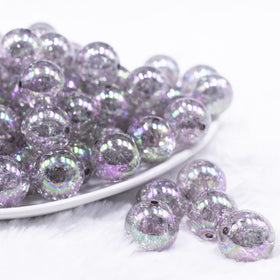 16mm Gray Crackle AB Bubblegum Beads