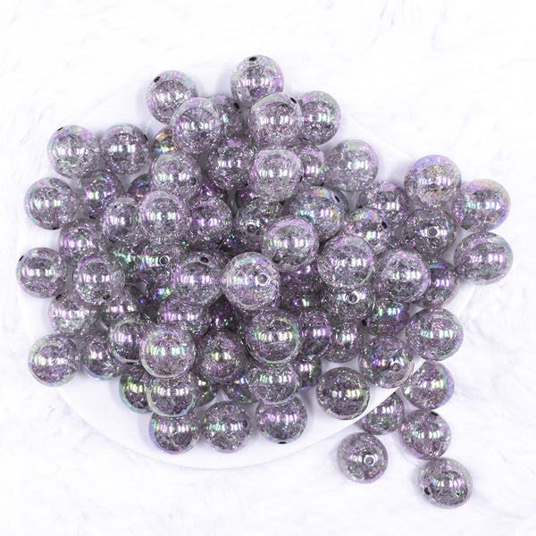 top view of a pile of 16mm Gray Crackle AB Bubblegum Beads