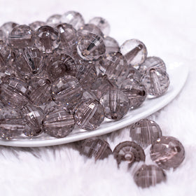 16mm Gray Transparent Disco Shaped Bubblegum Beads
