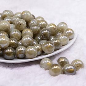 16mm Green Galaxy Sparkle Resin Bubblegum Beads