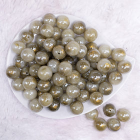 16mm Green Galaxy Sparkle Resin Bubblegum Beads