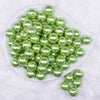 Top view of a pile of 16mm Grass Green Faux Pearl Acrylic Bubblegum Jewelry Beads