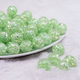 16mm Lime Green Majestic Confetti Bubblegum Beads