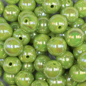 16mm Green Solid AB Bubblegum Beads