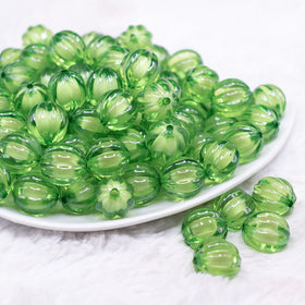 16mm Green Transparent Pumpkin Shaped Bubblegum Beads