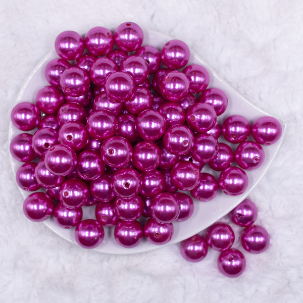 top view of a pile of 16mm Hot Pink Faux Pearl Acrylic Bubblegum Jewelry Beads