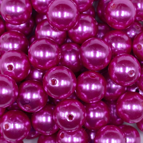 close up view of a pile of 16mm Hot Pink Faux Pearl Acrylic Bubblegum Jewelry Beads