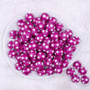 Top view of a pile of 16mm Hot Pink with White Polka Dots Acrylic Bubblegum Beads