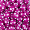 Close up view of a pile of 16mm Hot Pink with White Polka Dots Acrylic Bubblegum Beads