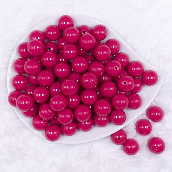 Top view of a pile of 16mm Hot Pink Solid Acrylic Bubblegum Jewelry Beads