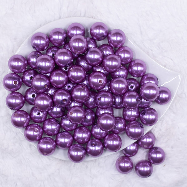 Top view of a pile of 16mm Iris Purple Faux Pearl Acrylic Bubblegum Jewelry Beads