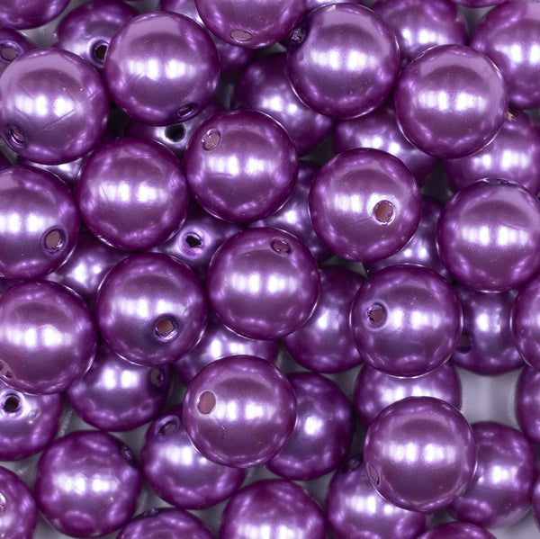 Close up view of a pile of 16mm Iris Purple Faux Pearl Acrylic Bubblegum Jewelry Beads