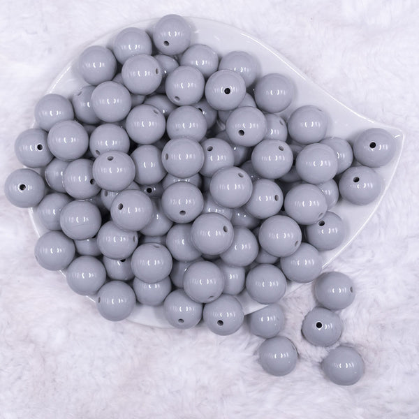 Top view of a pile of 16mm Light Gray Solid Acrylic Bubblegum Jewelry Beads