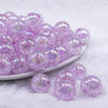 front view of a pile of 16mm Light Purple Crackle AB Bubblegum Beads
