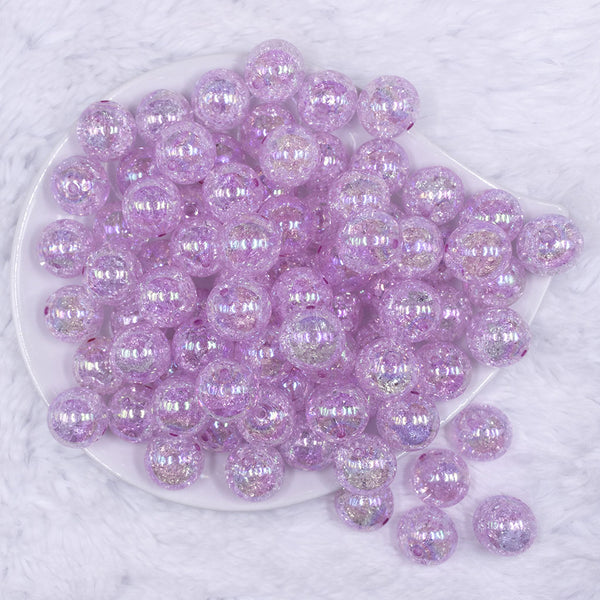 top\ view of a pile of 16mm Light Purple Crackle AB Bubblegum Beads