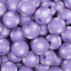 16mm Light Purple with White Polka Dots Bubblegum Beads