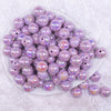 top view of a pile of 16mm Light Purple Solid AB Bubblegum Beads