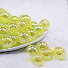 16mm Lime Green Crackle AB Bubblegum Beads
