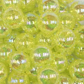 16mm Lime Green Crackle AB Bubblegum Beads