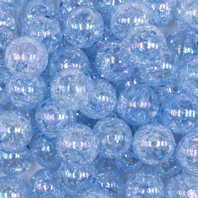 16mm Blue Crackle AB Bubblegum Beads