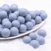 front view of a pile of 16mm Blue Gray Matte Solid Chunky Bubblegum Beads