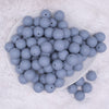 top view of a pile of 16mm Blue Gray Matte Solid Chunky Bubblegum Beads