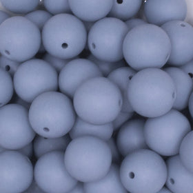 16mm Blue Gray Matte Solid Chunky Bubblegum Beads