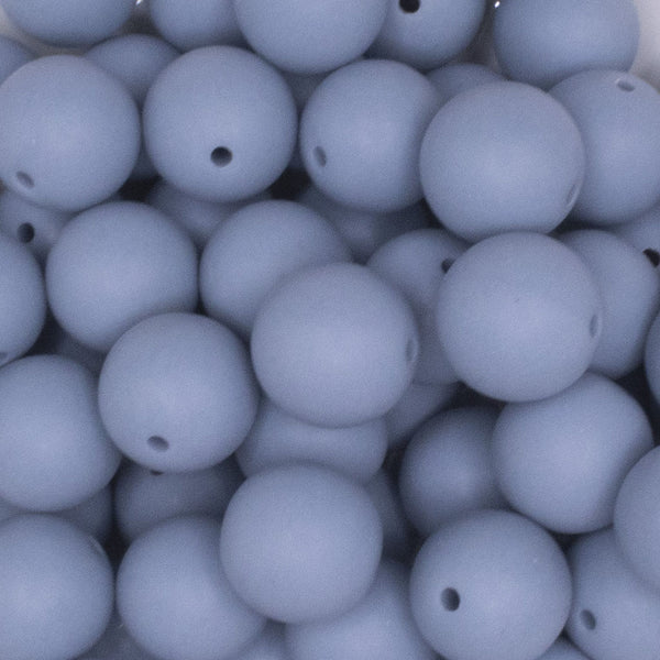 close up view of a pile of 16mm Blue Gray Matte Solid Chunky Bubblegum Beads