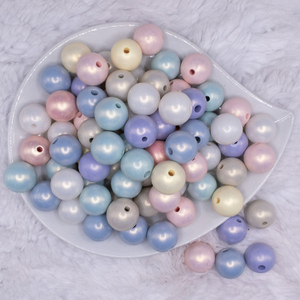 top view of a pile of 16mm Matte Pastel Pearl Acrylic Bubblegum Bead Mix - 100 Count