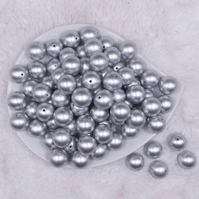 16mm Silver Matte Pearl Acrylic Bubblegum Jewelry Beads