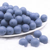 front view of a pile of 16mm Slate Blue Matte Solid Chunky Bubblegum Beads