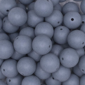 16mm Steel Blue Matte Solid Chunky Bubblegum Beads