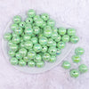 top view of a pile of 16mm Mint Green Solid AB Bubblegum Beads