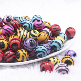 16mm Zebra Print Acrylic Bubblegum Jewelry Beads