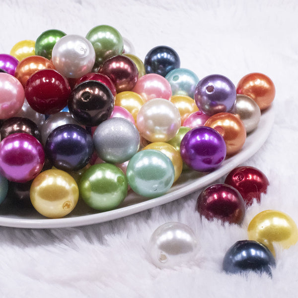 front view of a pile of 16mm Pearl Acrylic Bubblegum Bead Mix - 100 Count