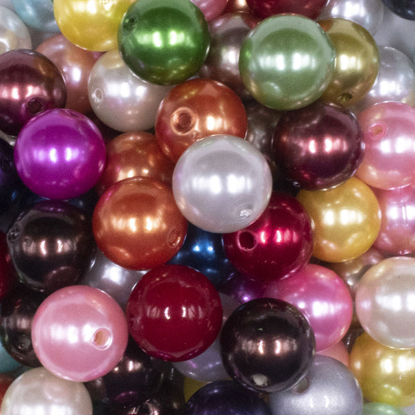 close up view of a pile of 16mm Pearl Acrylic Bubblegum Bead Mix - 100 Count