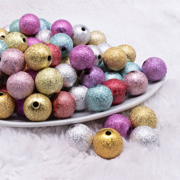 front view of a pile of 16mm Stardust Mix Acrylic Bubblegum Beads Bulk - 100 Count
