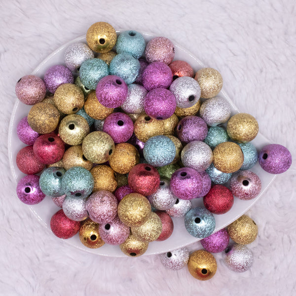 top view of a pile of 16mm Stardust Mix Acrylic Bubblegum Beads Bulk - 100 Count