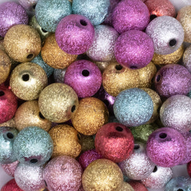 16mm Stardust Mix Acrylic Bubblegum Beads Bulk - 100 Count