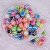 top view of a pile of 16mm Striped Mix Acrylic Bubblegum Beads Bulk - 100 Count