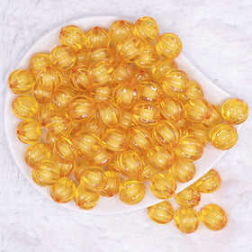 16mm Mustard Yellow Transparent Pumpkin Shaped Bubblegum Beads