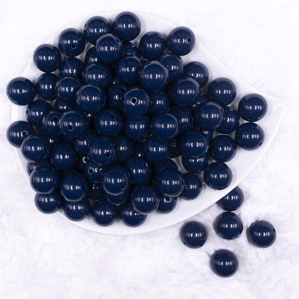 Top view of a pile of 16mm Navy Blue Solid Acrylic Bubblegum Jewelry Beads