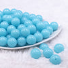 Front view of a pile of 16mm Blue Neon Solid Acrylic Bubblegum Jewelry Beads