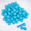 top view of a pile of 16mm Neon Blue Solid Bubblegum Beads