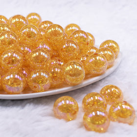 16mm Orange Crackle AB Bubblegum Beads