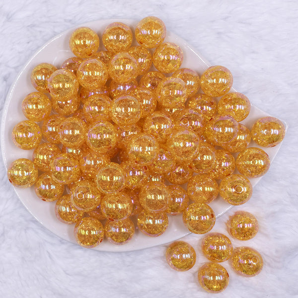 top view of a pile of 16mm Orange Crackle AB Bubblegum Beads